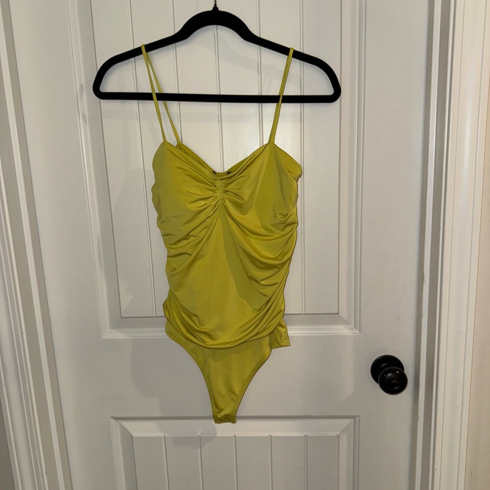 Express Women’s Yellow Ruched bodysuit